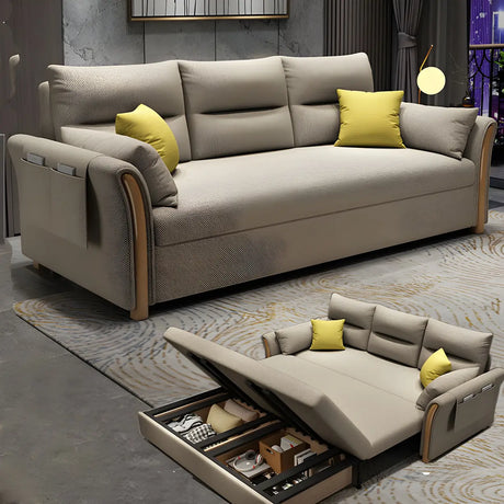 Removable Cushions Cotton Blend Flared Arm Sofa Bed Image - 1