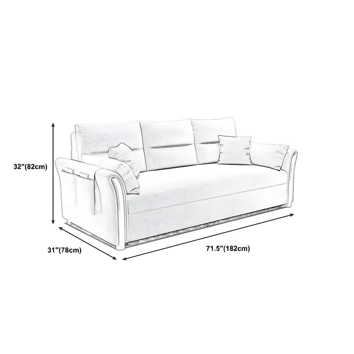 Removable Cushions Cotton Blend Flared Arm Sofa Bed Image - 17