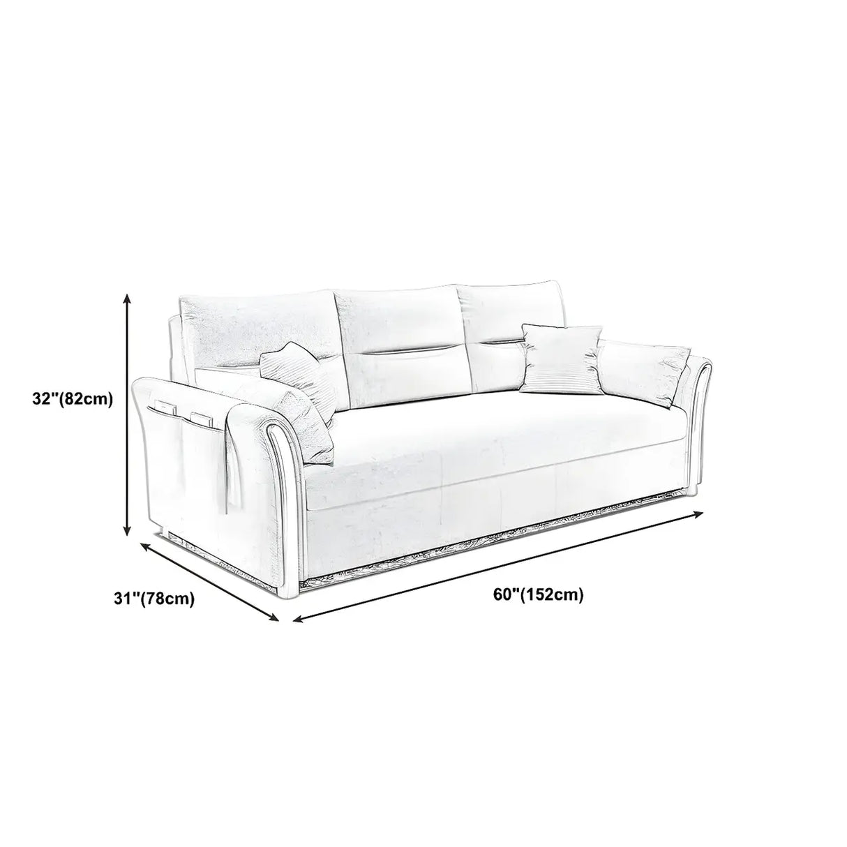 Removable Cushions Cotton Blend Flared Arm Sofa Bed Image - 18
