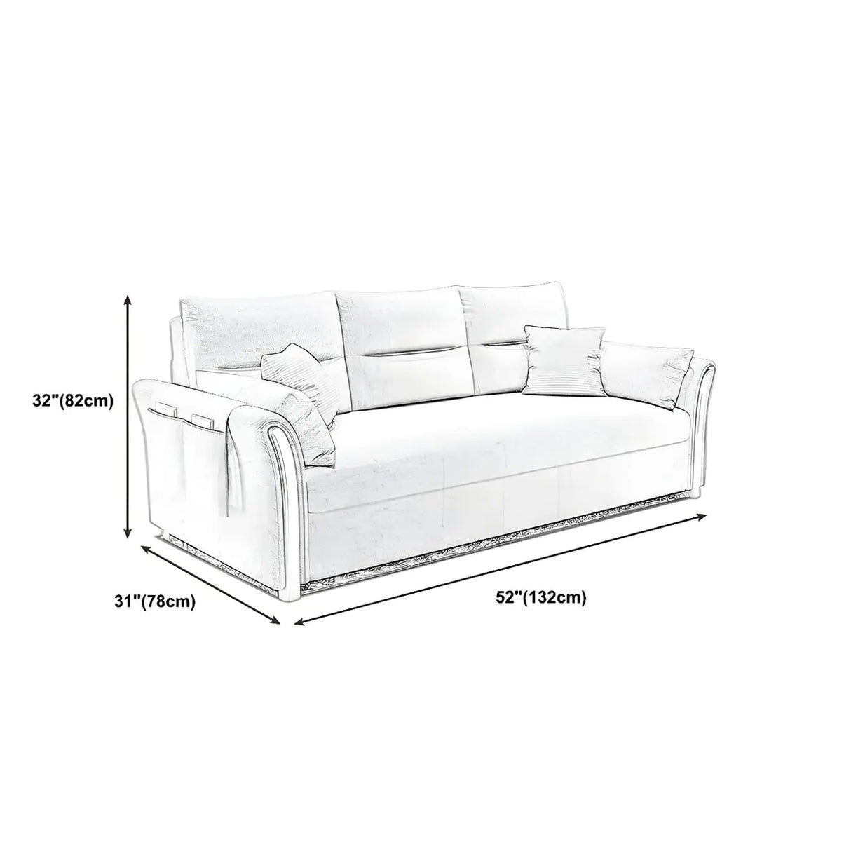 Removable Cushions Cotton Blend Flared Arm Sofa Bed Image - 19
