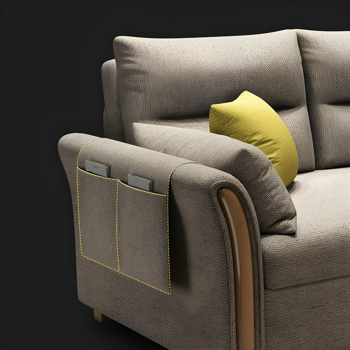 Removable Cushions Cotton Blend Flared Arm Sofa Bed Image - 7