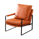 Removable Cushions Cow Leather Metal Sled Arm Chair Image - 5
