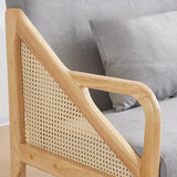 Removable Cushions Leather Split Back Accent Chair Image - 6