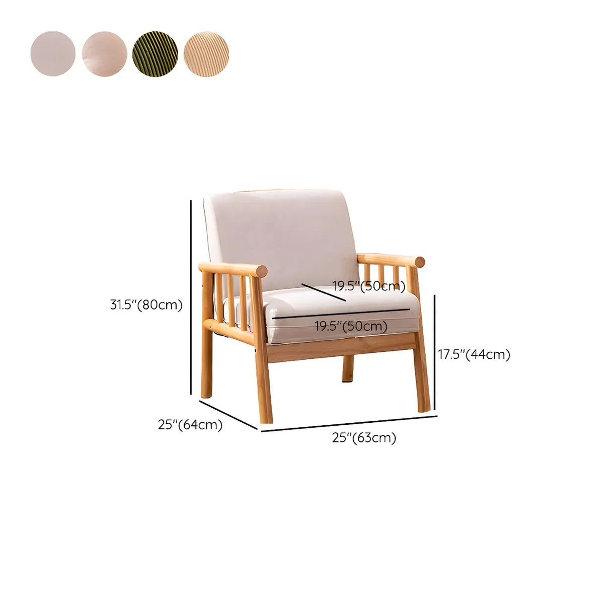 Removable Cushions Off-White Loose Back Arm Chair 