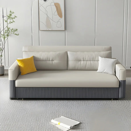 Removable Cushions Square Arm Sofa Bed with Slipcover Image - 1