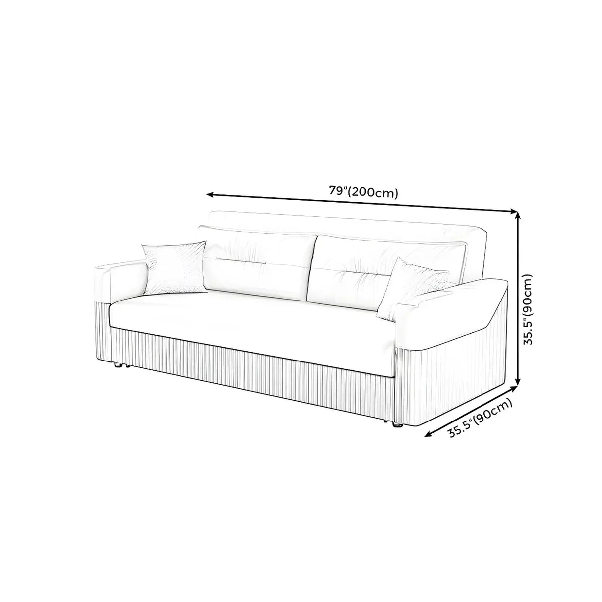 Removable Cushions Square Arm Sofa Bed with Slipcover Image - 15