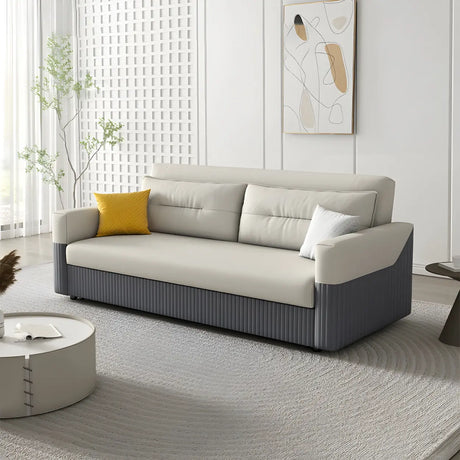 Removable Cushions Square Arm Sofa Bed with Slipcover Image - 2