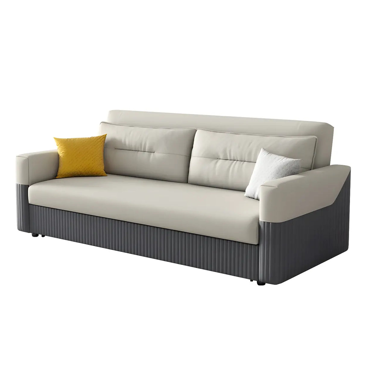 Removable Cushions Square Arm Sofa Bed with Slipcover Image - 5