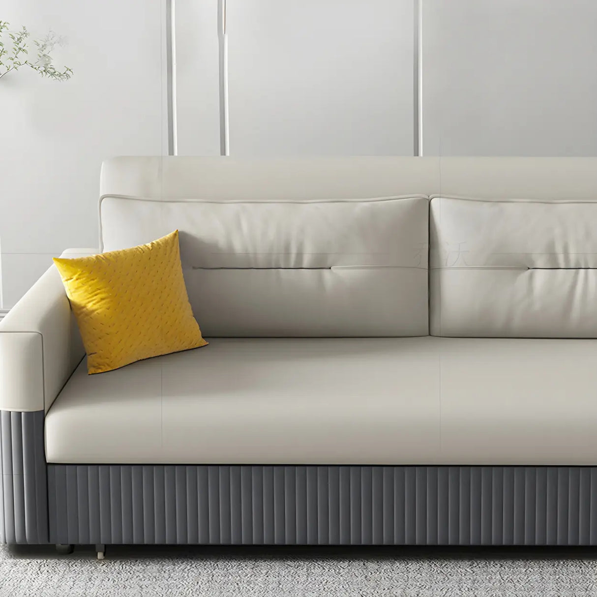 Removable Cushions Square Arm Sofa Bed with Slipcover Image - 7