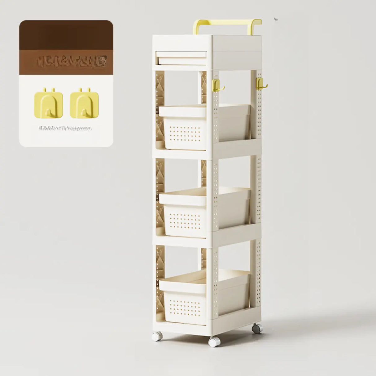 Removable Freestanding White Utility Cart with Handle Image - 11