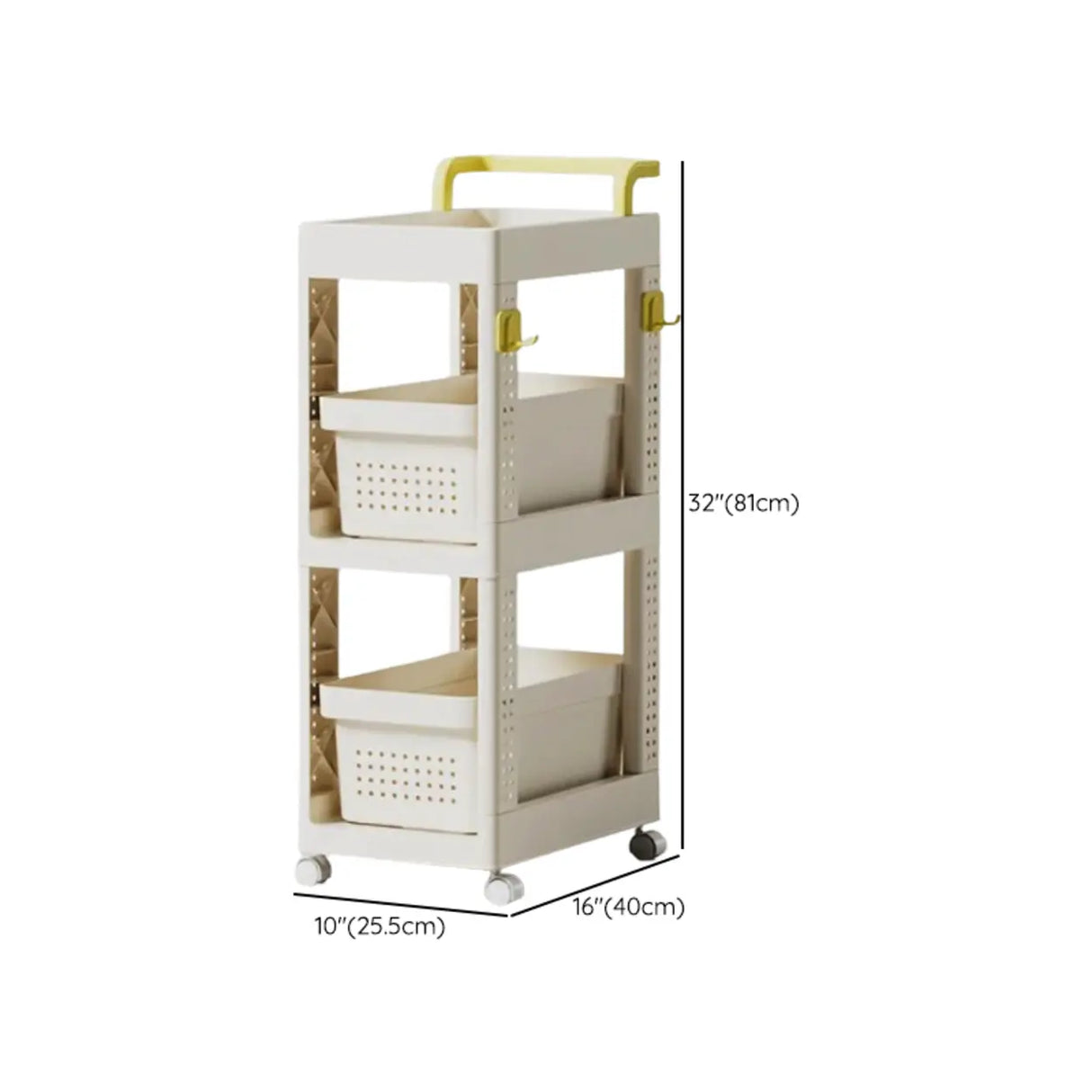 Removable Freestanding White Utility Cart with Handle 
