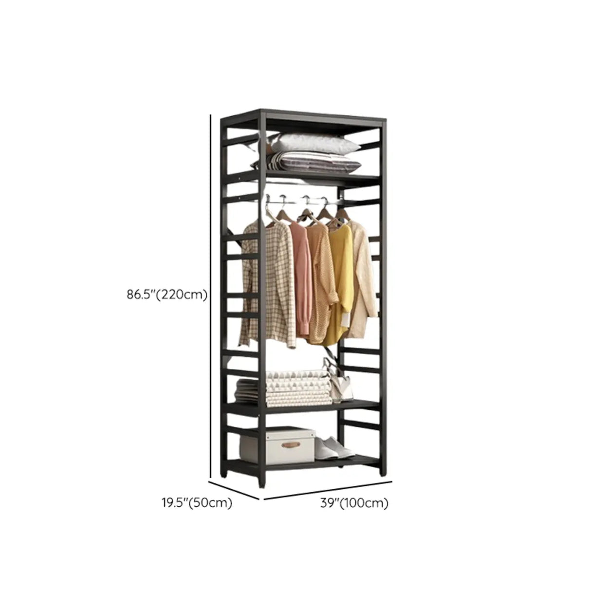 Removable Multi-Section Steel Black Storage Coat Rack Image - 27