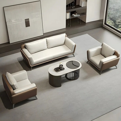 Removable Waterproof Leather Upholstered Back Sofa Image - 1