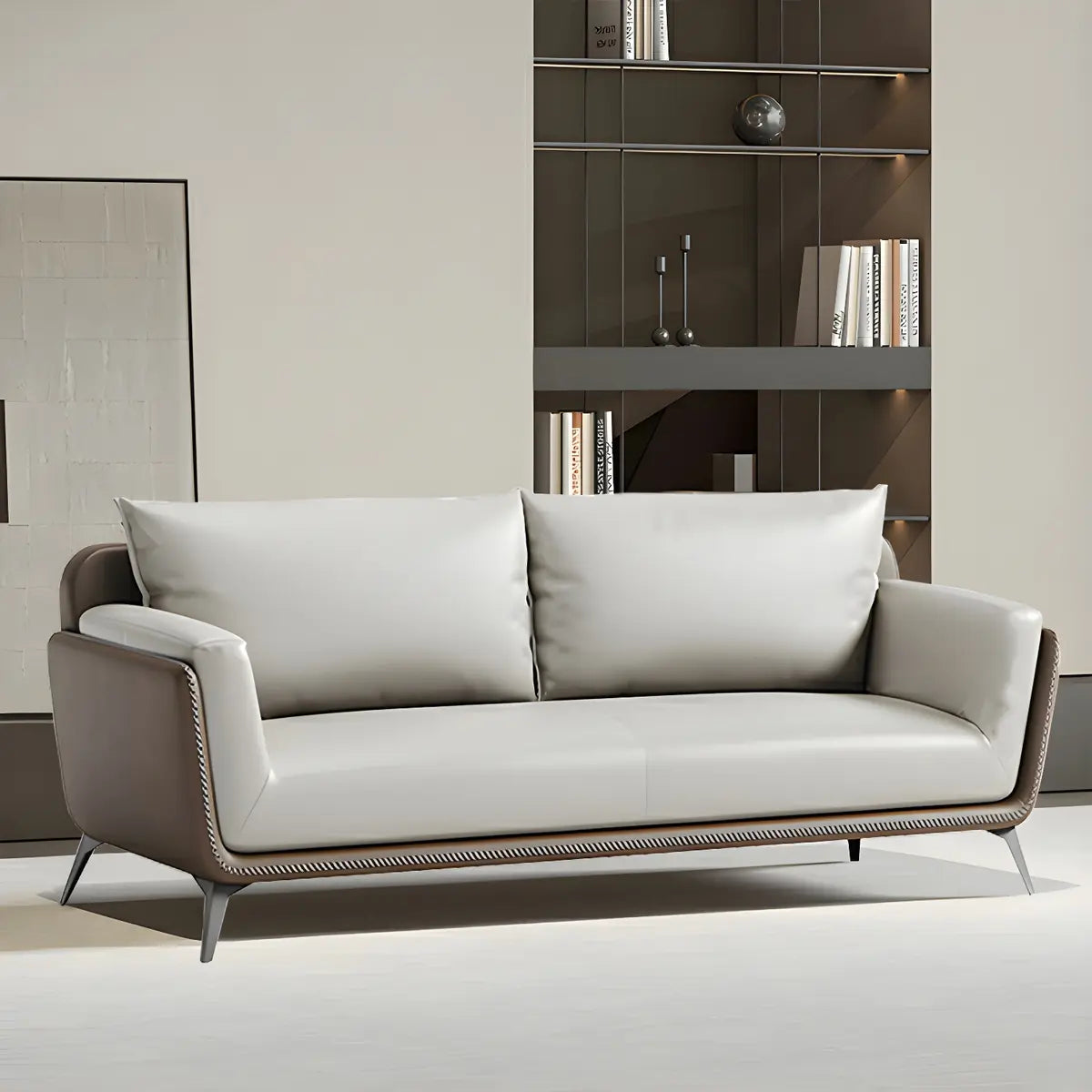 Removable Waterproof Leather Upholstered Back Sofa Image - 4