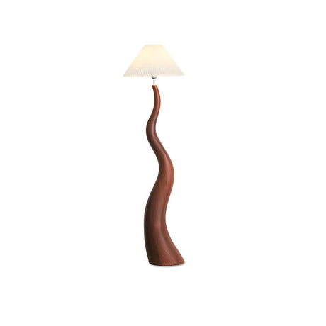 Resin Modern White Pleated Curved Tree Floor Lamp Image - 2