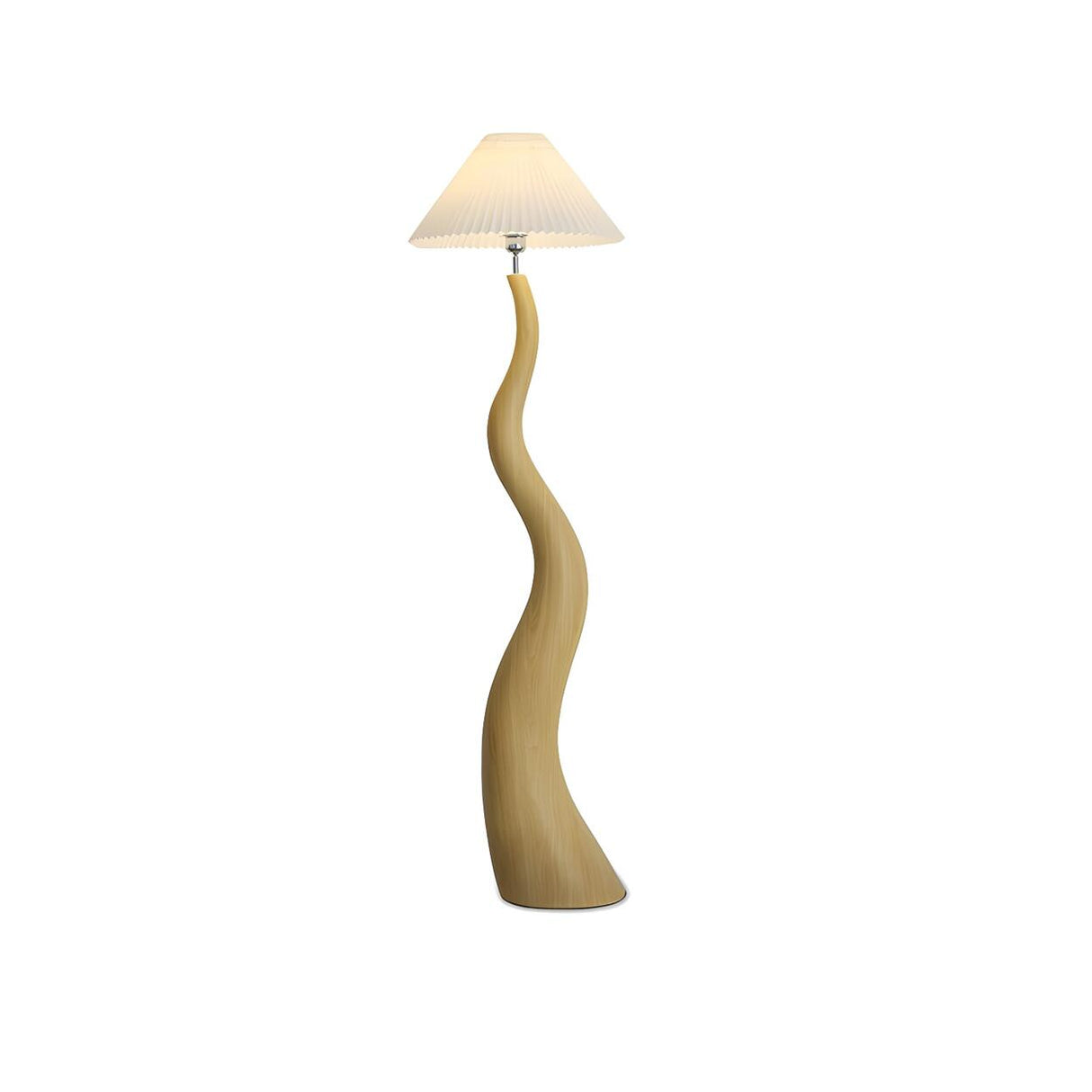 Resin Modern White Pleated Curved Tree Floor Lamp Image - 3