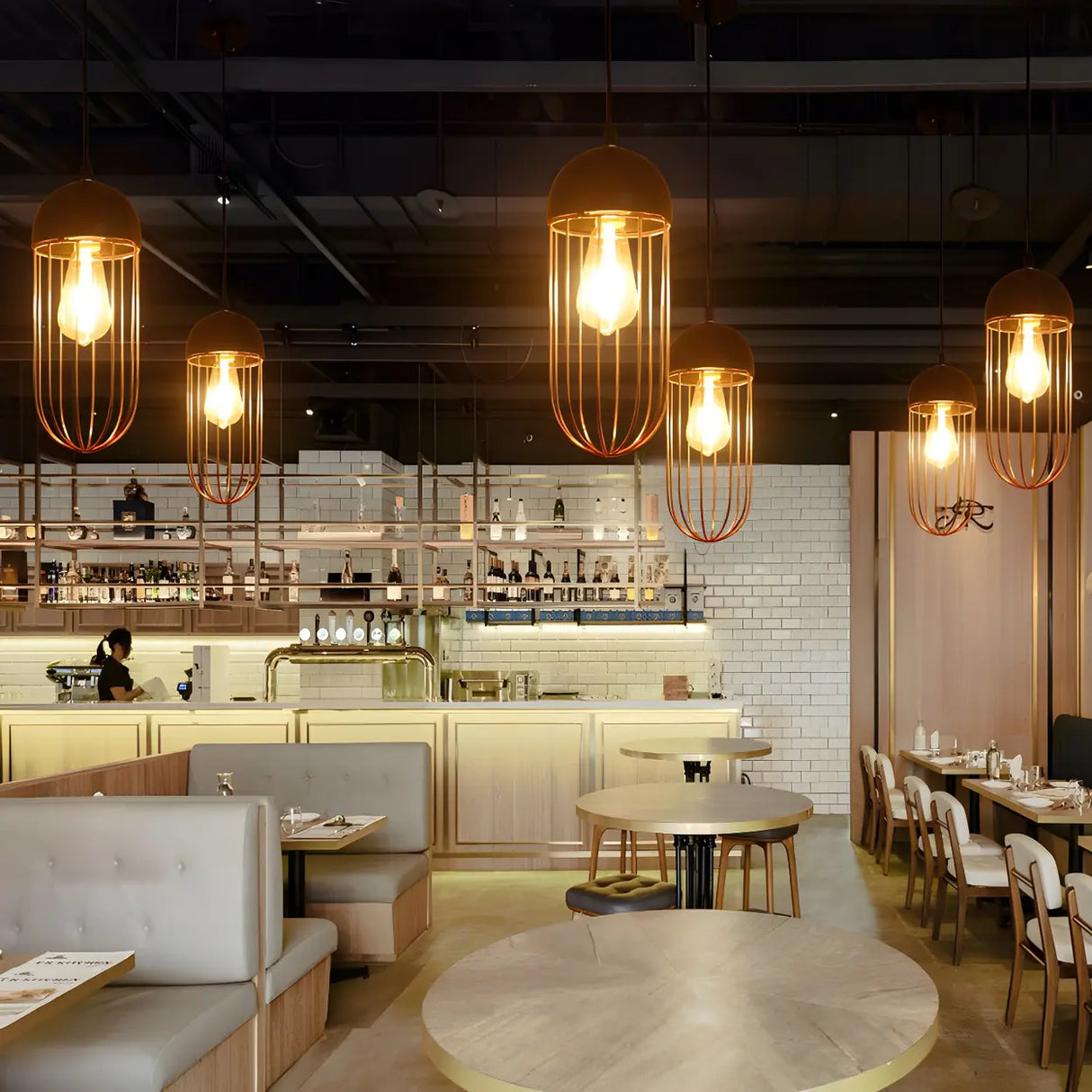Restaurant Industrial Metal Cage Black Pendant Light Image - 1