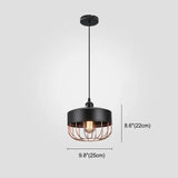 Restaurant Industrial Metal Cage Black Pendant Light #size
