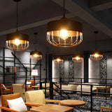 Restaurant Industrial Metal Cage Black Pendant Light Image - 4