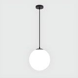 Restaurant Minimalist Black Globe Glass Pendant Light Image - 2