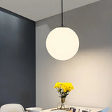 Restaurant Minimalist Black Globe Glass Pendant Light Image - 5