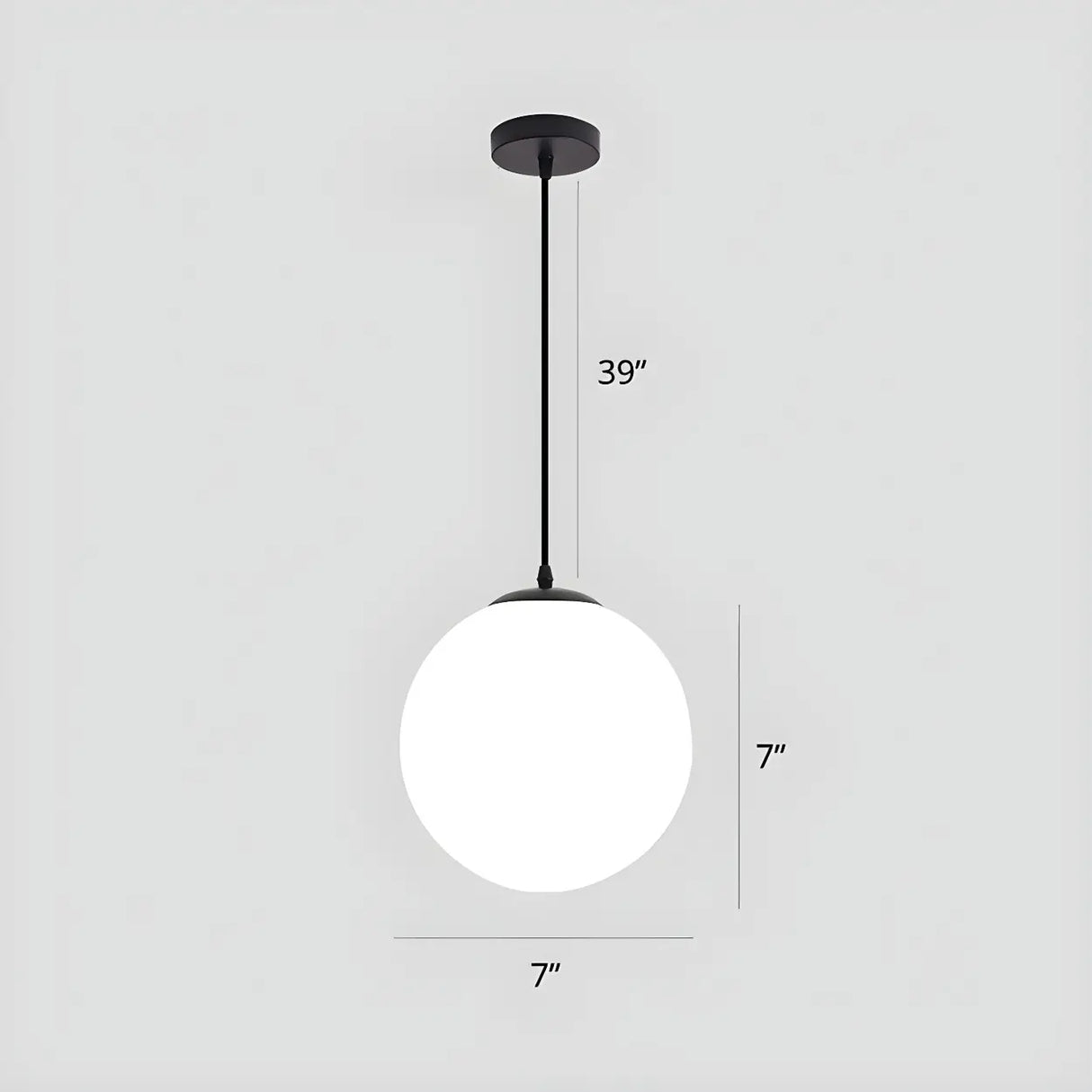 Restaurant Minimalist Black Globe Glass Pendant Light 