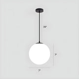 Restaurant Minimalist Black Globe Glass Pendant Light #size