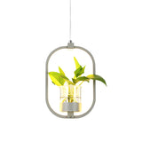 Restaurant Natural Plant Holder Swag LED Pendant Light Image - 3