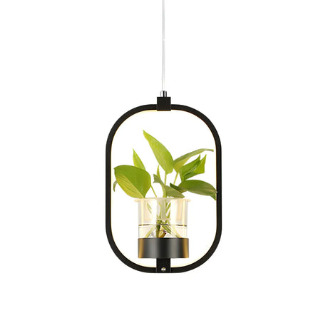 Restaurant Natural Plant Holder Swag LED Pendant Light Image - 6