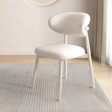 Beige White Restaurant Stable Curved Back Faux Leather Dining Chair Image - 11