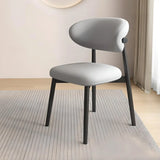 Light Gray Black Restaurant Stable Curved Back Faux Leather Dining Chair Image - 13