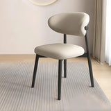 Light Khaki Black Restaurant Stable Curved Back Faux Leather Dining Chair Image - 14