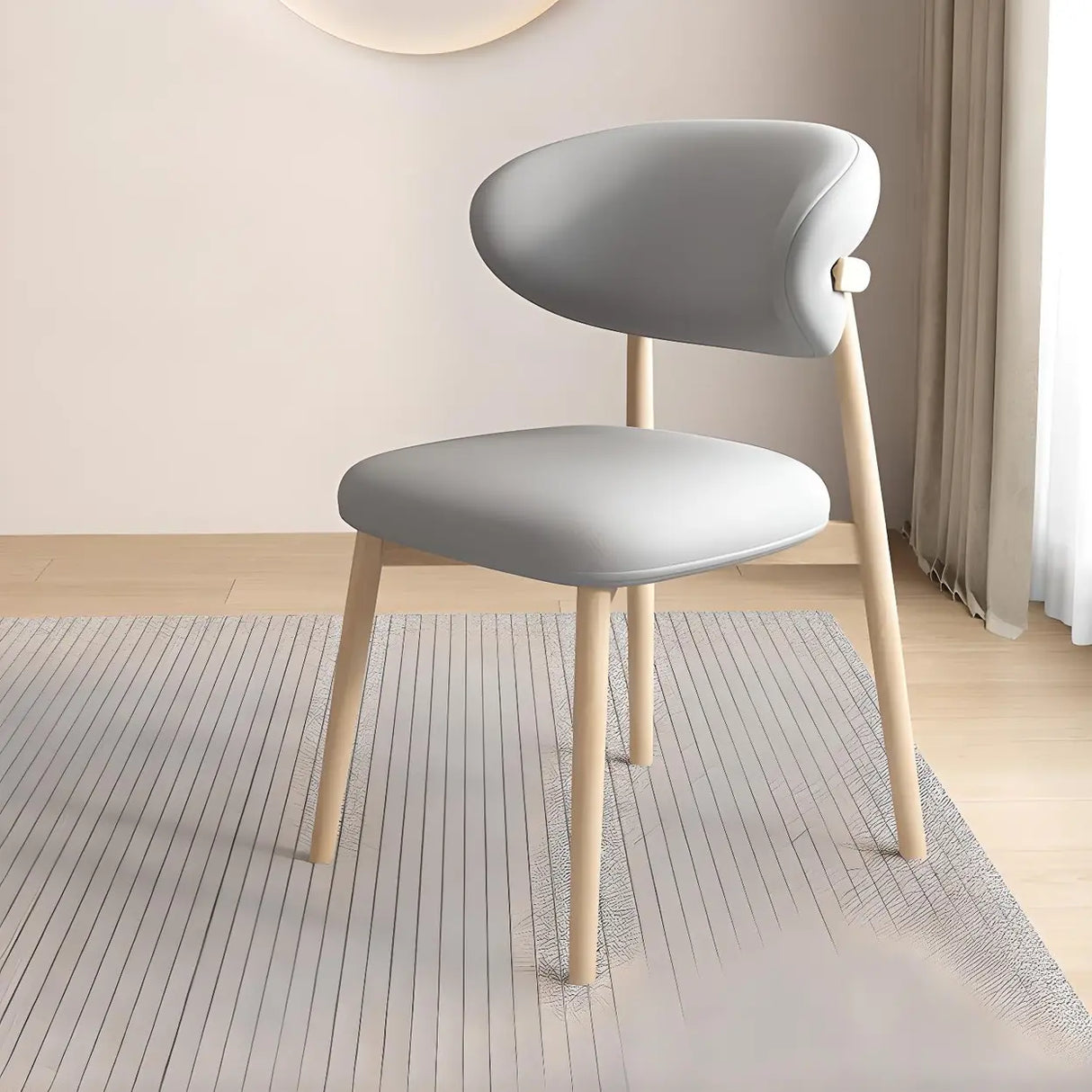 Restaurant Stable Curved Back Faux Leather Dining Chair Image - 18