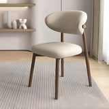 Light Khaki Walnut Restaurant Stable Curved Back Faux Leather Dining Chair Image - 17
