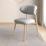 Light Gray Natural Wood Restaurant Stable Curved Back Faux Leather Dining Chair Image - 18