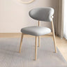 Light Gray Natural Wood Restaurant Stable Curved Back Faux Leather Dining Chair Image - 18