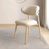 Beige Natural Wood Restaurant Stable Curved Back Faux Leather Dining Chair Image - 19