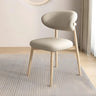 Light Khaki Natural Wood Restaurant Stable Curved Back Faux Leather Dining Chair Image - 2