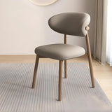 Dark Khaki Light Walnut Restaurant Stable Curved Back Faux Leather Dining Chair Image - 20