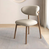 Light Khaki Light Walnut Restaurant Stable Curved Back Faux Leather Dining Chair Image - 21