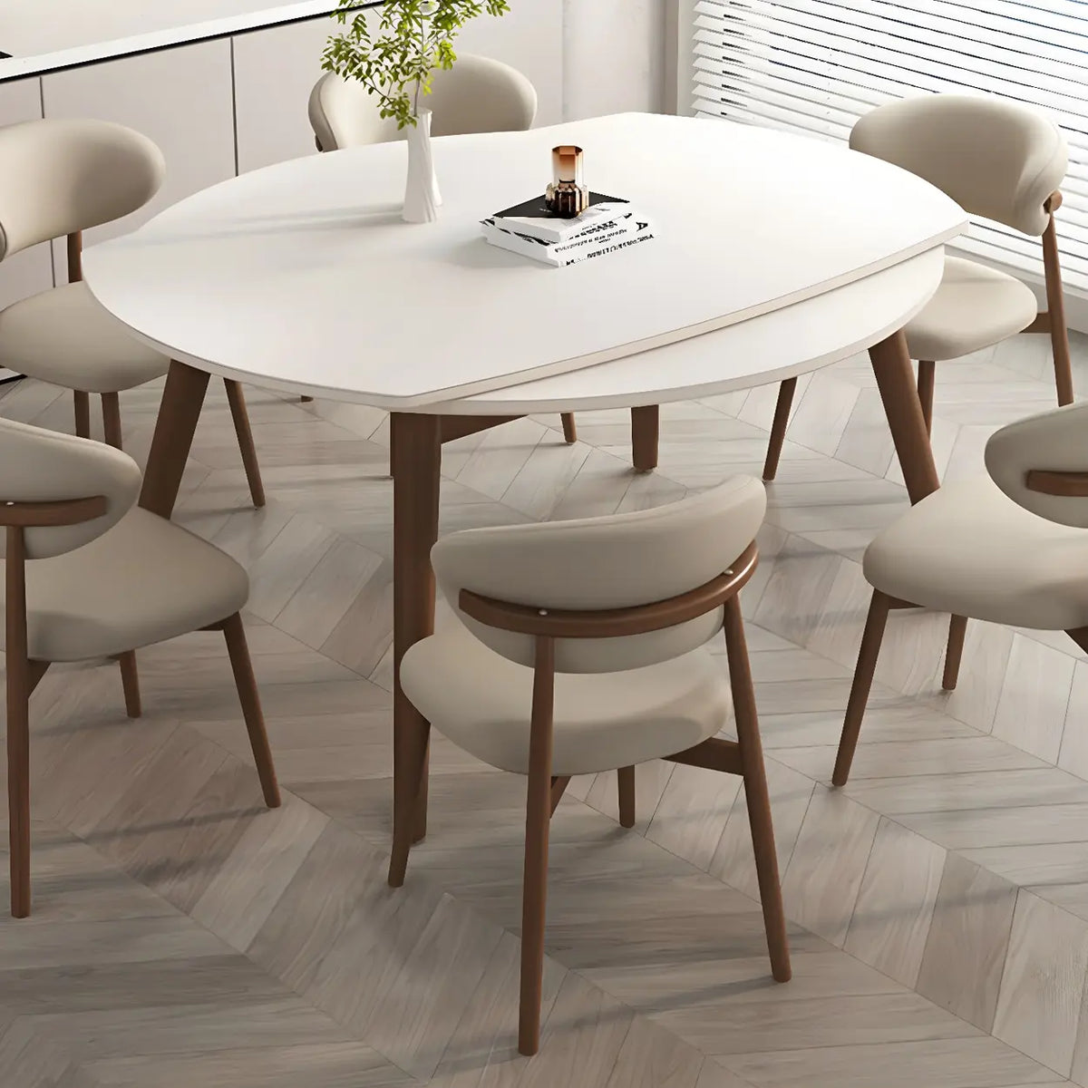 Restaurant Stable Curved Back Faux Leather Dining Chair Image - 5