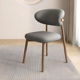 Dark Gray Light Walnut Restaurant Stable Curved Back Faux Leather Dining Chair Image - 6