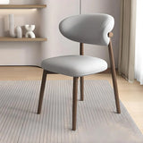 Light Gray Walnut Restaurant Stable Curved Back Faux Leather Dining Chair Image - 7
