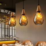 Restaurant Unique Teardrop-Shaped Glass Pendant Light Image - 1