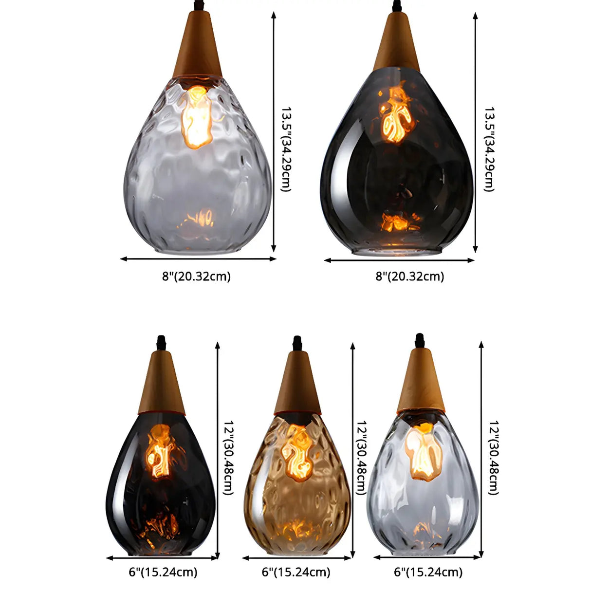 Restaurant Unique Teardrop-Shaped Glass Pendant Light 