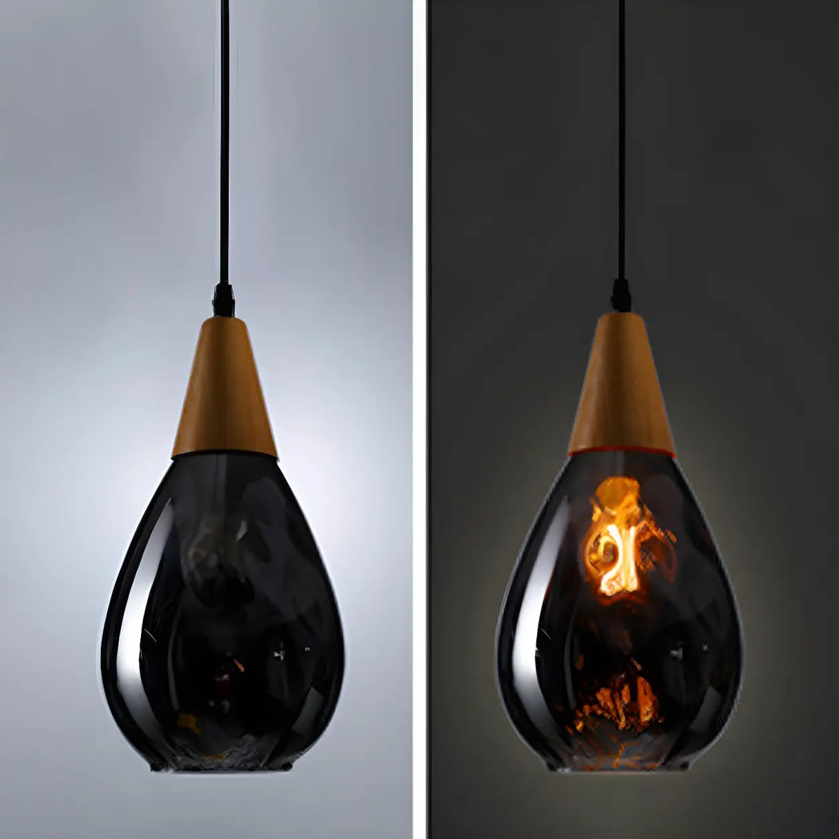 Restaurant Unique Teardrop-Shaped Glass Pendant Light Image - 2