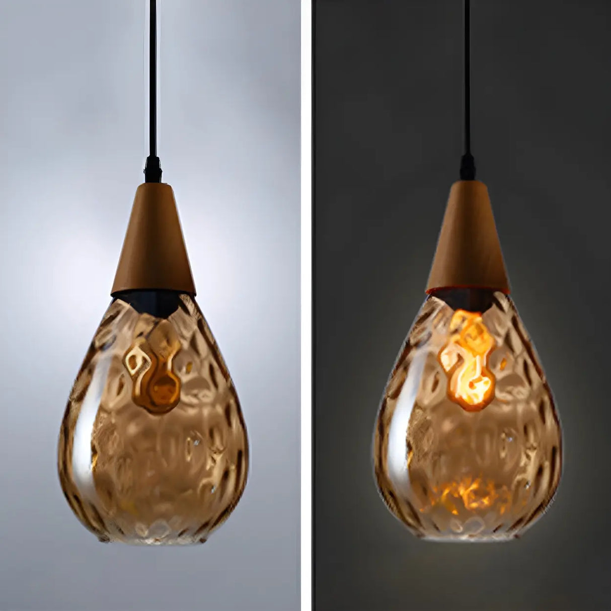 Restaurant Unique Teardrop-Shaped Glass Pendant Light Image - 3