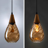 Restaurant Unique Teardrop-Shaped Glass Pendant Light Image - 3