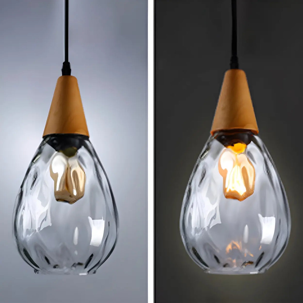 Restaurant Unique Teardrop-Shaped Glass Pendant Light Image - 5