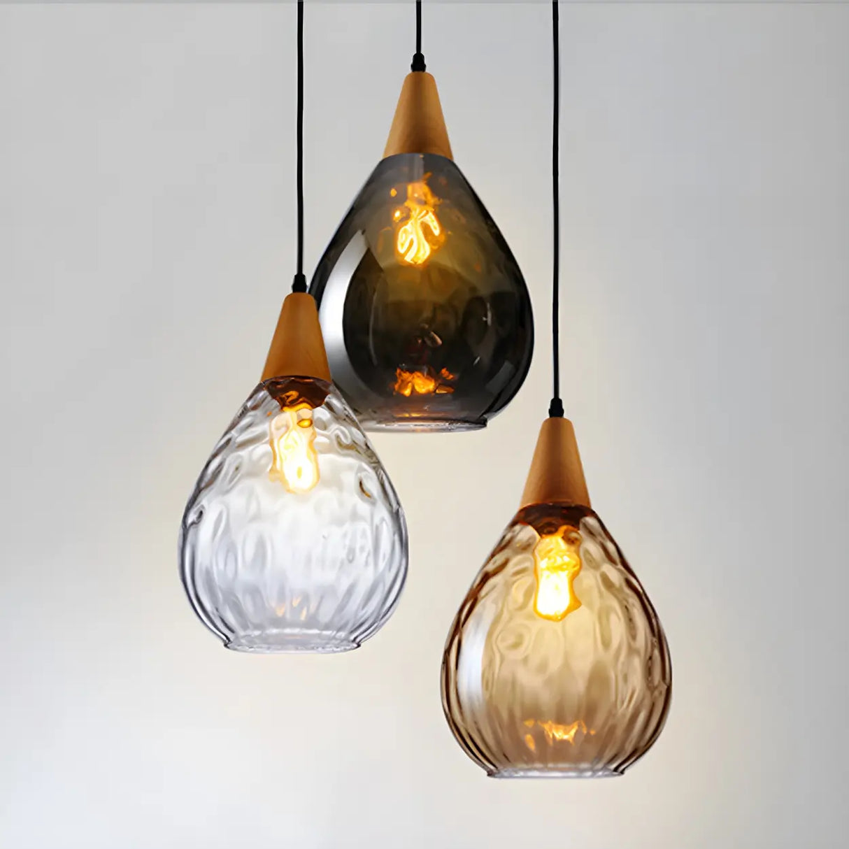 Restaurant Unique Teardrop-Shaped Glass Pendant Light Image - 6